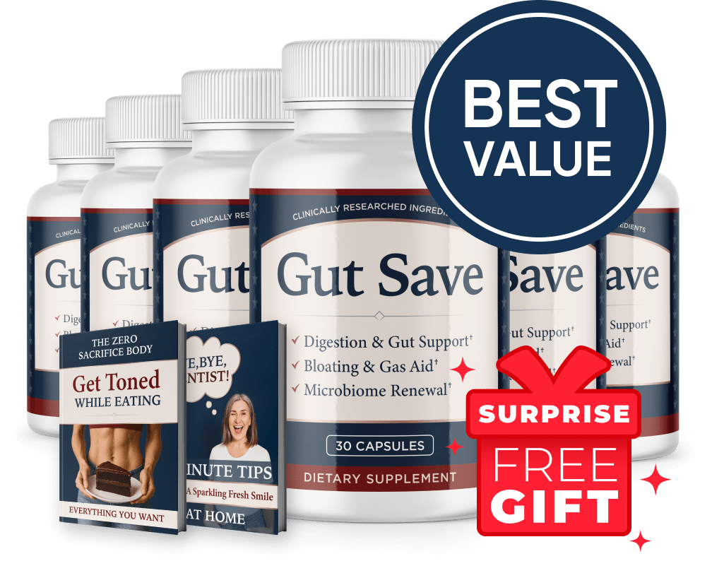 Gut Save 6 bottles package with 3 free bonuses